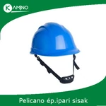 Kép 1/3 - PELICANO racsnis rövid sildes  építőipari védősisak sisakszíjjal kék