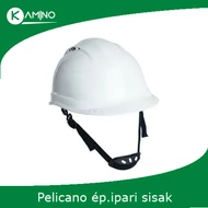 PELICANO racsnis rövid sildes  építőipari védősisak sisakszíjjal fehér