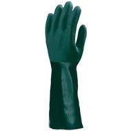 Mártott polimer kesztyű, zöld, vegyszerálló, 40cm 8-as méret