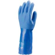Mártott pvc kesztyű, kék_érdes, sav/lúg/olajálló, 34cm