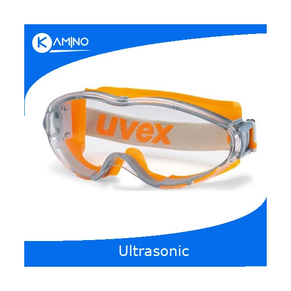 Uvex ultrasonic munkavédelmi védőszemüveg,narancs gumipántos,víztiszta lencse