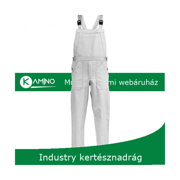 Industry fehér munkavédelmi mellesnadrág, 65%pes-35%pamut 245g
