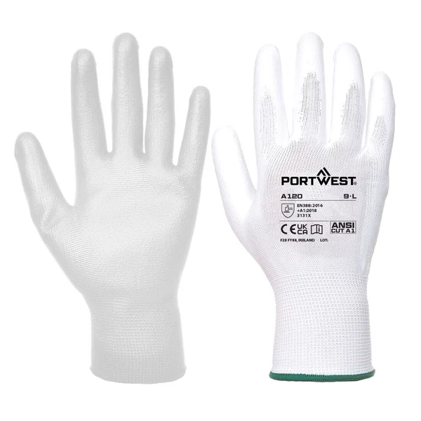 Portwest A120 nylon kesztyű pu tenyérmártott fehér
