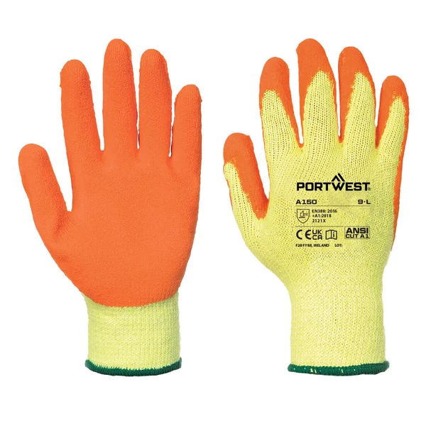 Portwest A150 mártott latex kesztyű (a100 öko verzió) narancs színű