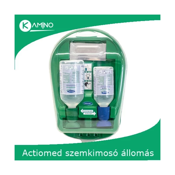 Actiomedic EYE CARE Medidrop II Design szemkimosó állomás 1 x 500 ml 0.9% nátrium-klorid oldattal + 1 x 250 ml BioPhos74 foszfát-puffer oldattal