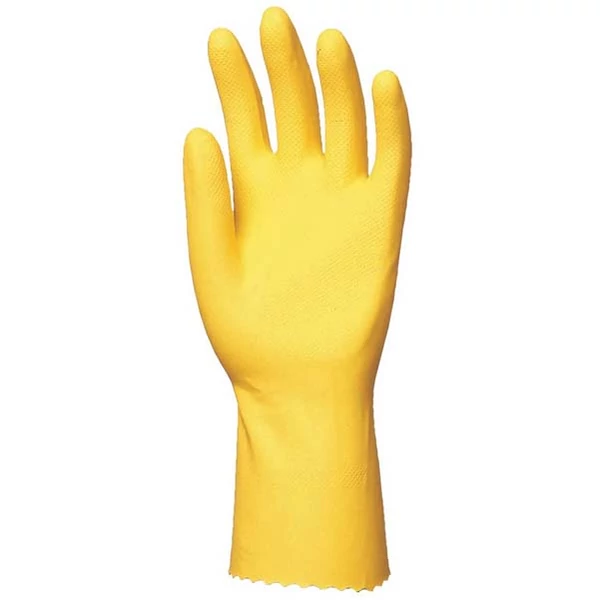 Htg sárga gumikesztyű, 30cm/0,5mm, pamutbolyhozott belső