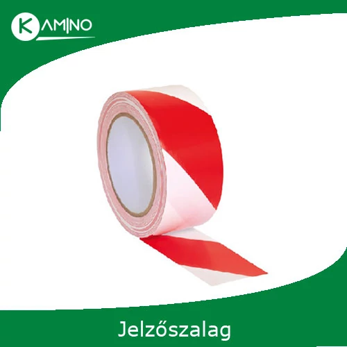 Jelzőszalag 5cm/100m piros/fehér