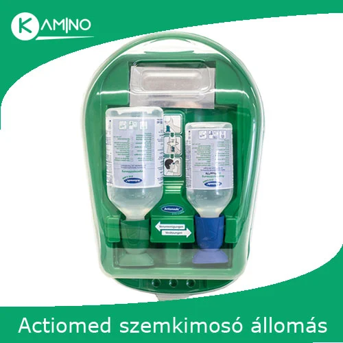 Actiomedic EYE CARE Medidrop II Design szemkimosó állomás 1 x 500 ml 0.9% nátrium-klorid oldattal + 1 x 250 ml BioPhos74 foszfát-puffer oldattal