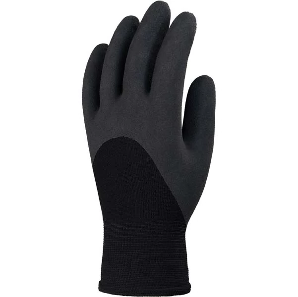 Szerelőkesztyű, téli, fekete hp latex tenyér, 3/4 hát