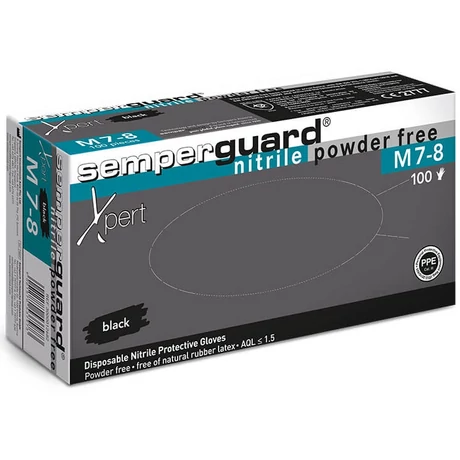 Semperguard Xpert Black púdermentes nitril kesztyű